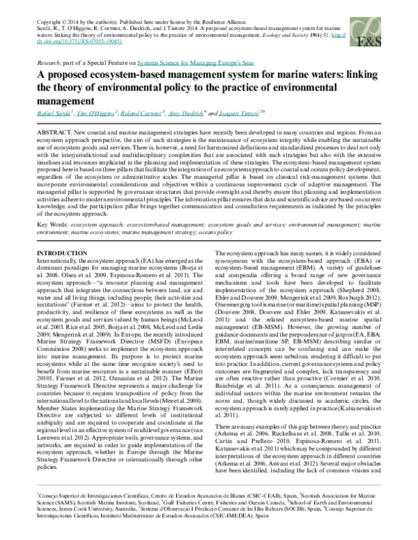 (PDF) A proposed ecosystem-based management system for marine waters ...