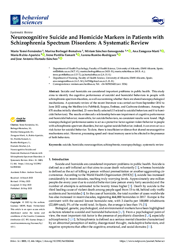 (PDF) Neurocognitive Suicide and Homicide Markers in Patients with ...