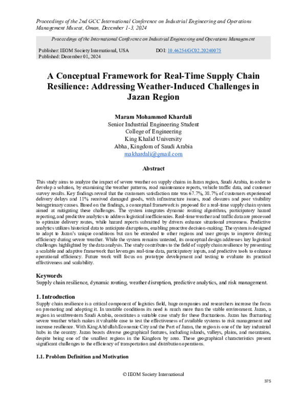 (PDF) A Conceptual Framework for Real-Time Supply Chain Resilience ...