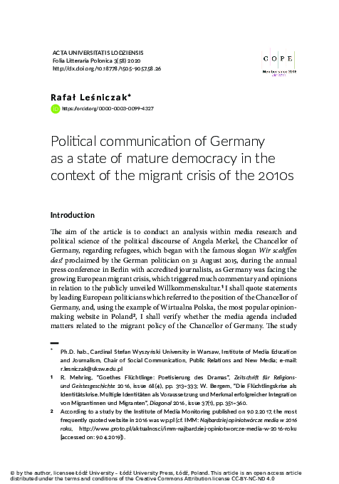 (PDF) Political communication of Germany as a state of mature democracy ...
