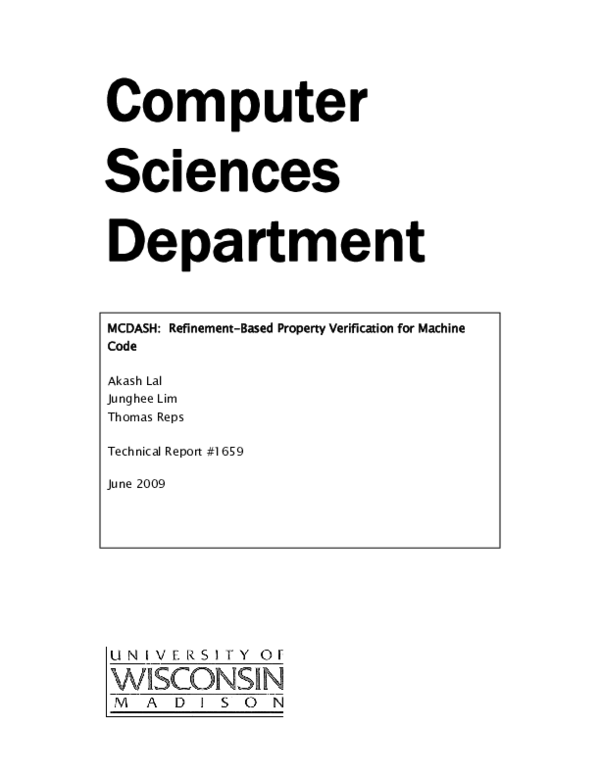 (PDF) McDash: Refinement-based property verification for machine code