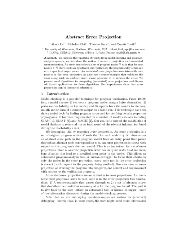 (PDF) Abstract Error Projection