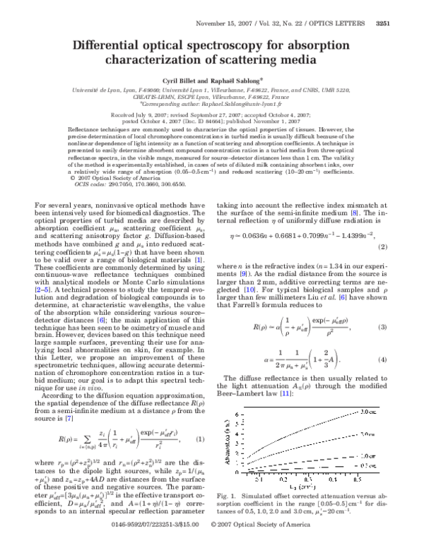 (PDF) Differential optical spectroscopy for absorption characterization ...