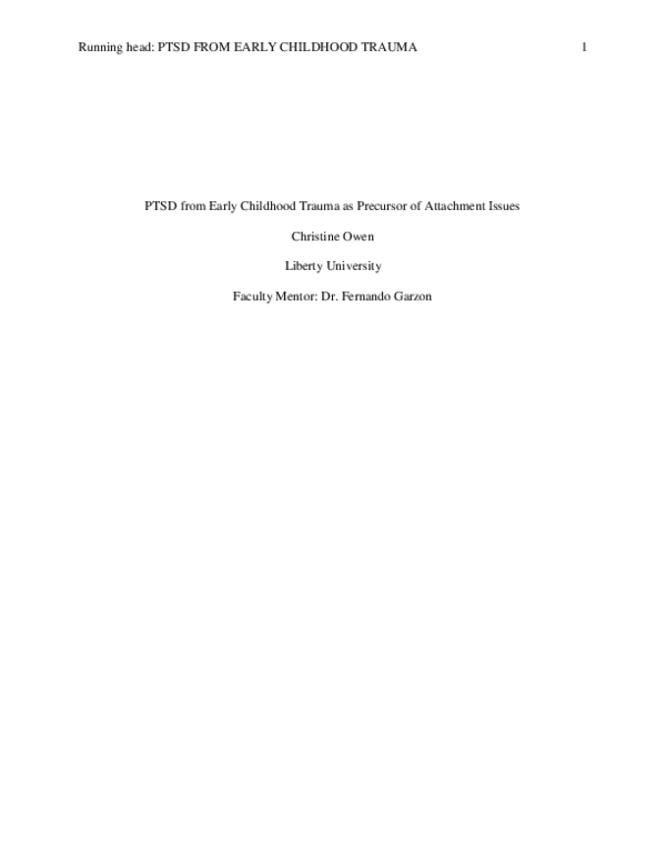 (PDF) PTSD from Early Childhood Trauma as Precursor of Attachment Issues