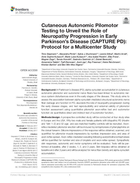 (PDF) Cutaneous Autonomic Pilomotor Testing to Unveil the Role of ...