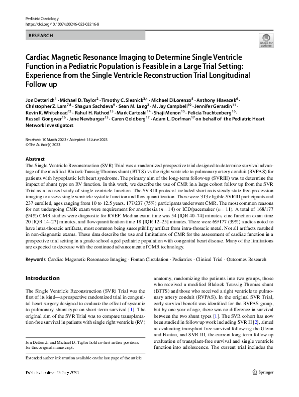 (PDF) Cardiac Magnetic Resonance Imaging to Determine Single Ventricle ...