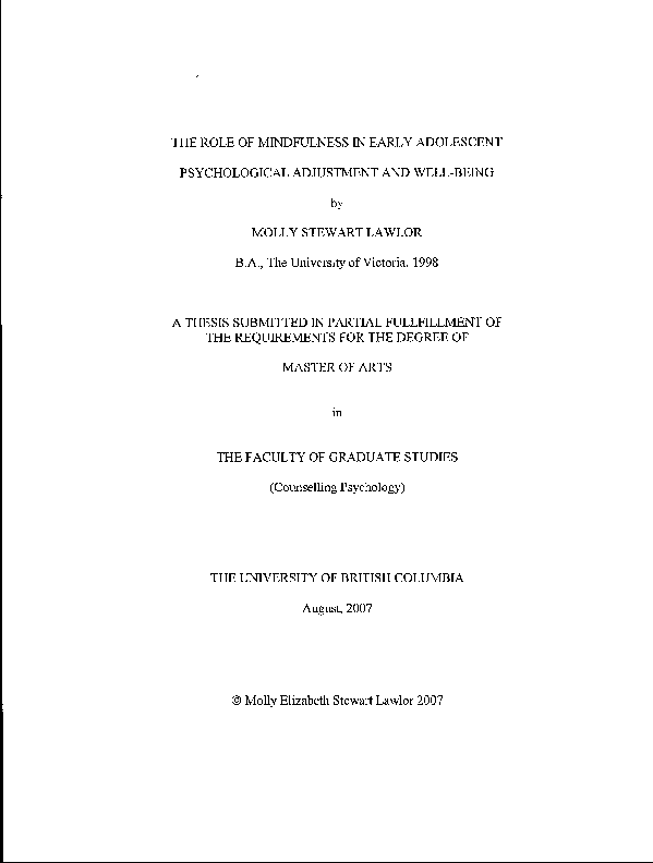 (PDF) The role of mindfulness in early adolescent psychological ...