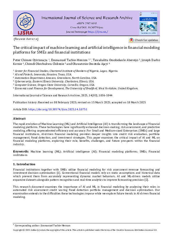 (PDF) The critical impact of machine learning and artificial ...