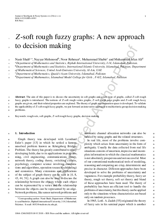 (PDF) Z-soft rough fuzzy graphs: A new approach to decision making