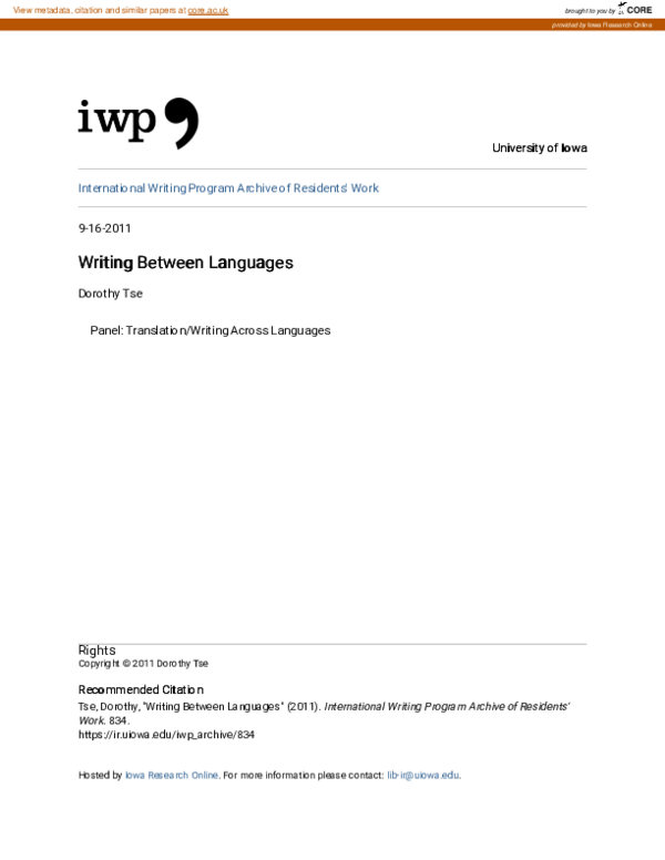 (PDF) Writing Between Languages