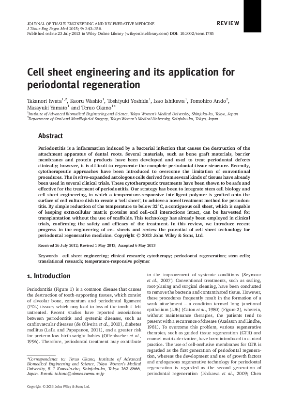 (PDF) Cell sheet engineering and its application for periodontal ...