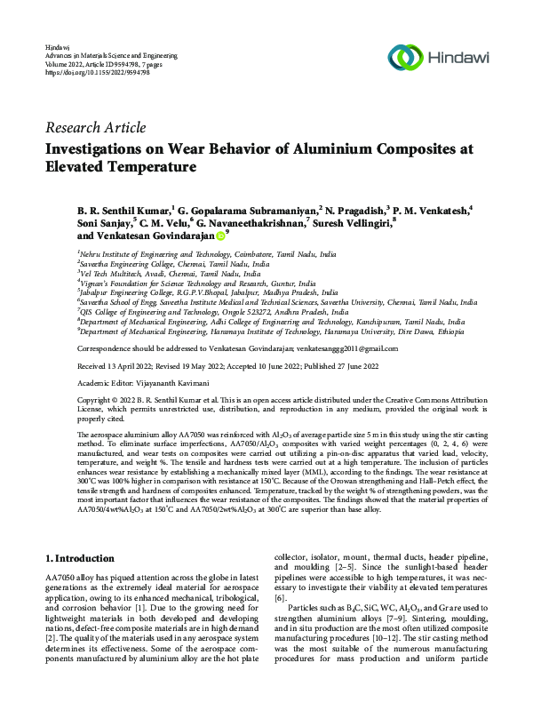 (PDF) Investigations on Wear Behavior of Aluminium Composites at ...