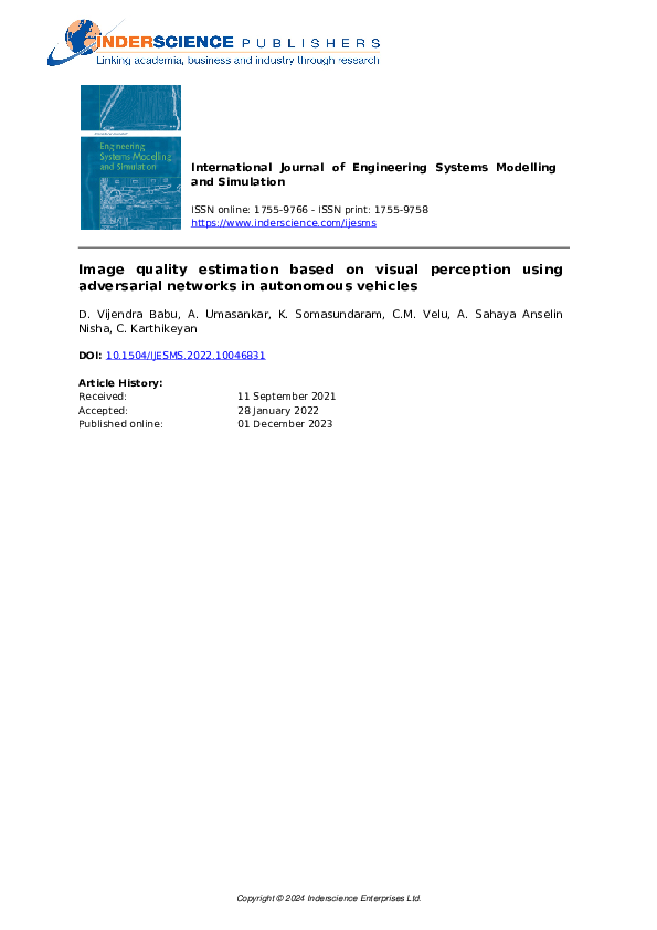 (PDF) Image quality estimation based on visual perception using ...