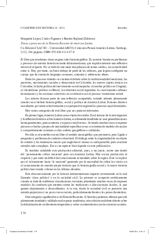 (PDF) Temas y procesos de la Historia Reciente de América Latina