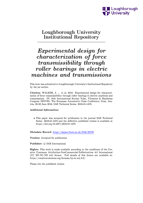(PDF) Experimental Design for Characterization of Force ...