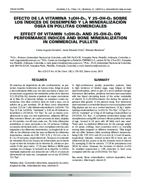 (PDF) Effect of Vitamin 1 Α OH-D3 and 25-OH-D3 on Performance Indices ...