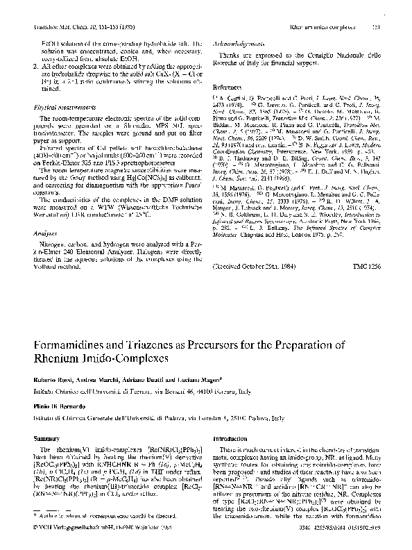(PDF) Formamidines and triazenes as precursors for the preparation of ...