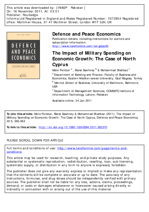 (PDF) The Impact of Military Spending on Economic Growth: The Case of ...