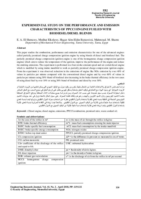 (PDF) Experimental Study on the Performance and Emission ...