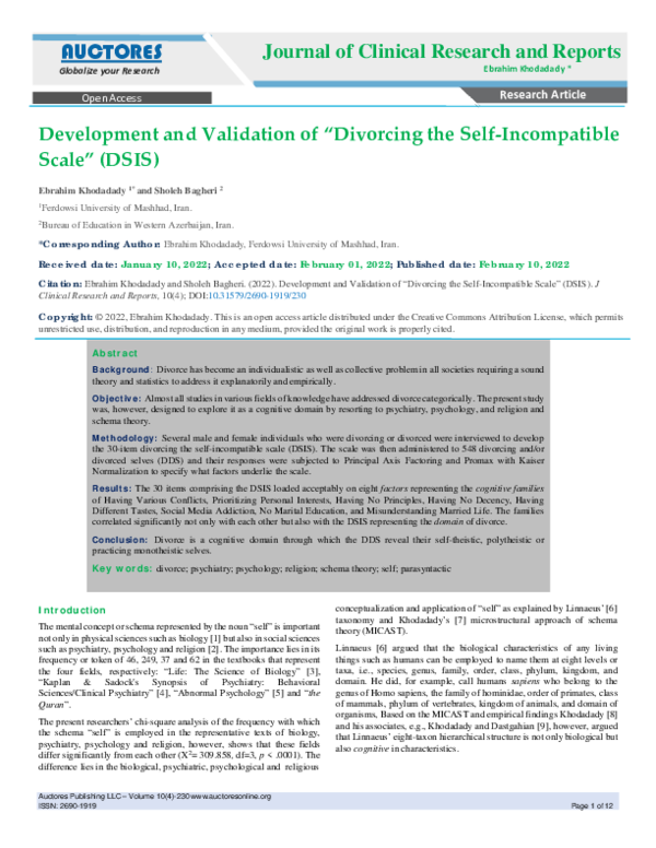 (PDF) Development and Validation of “Divorcing the Self-Incompatible ...