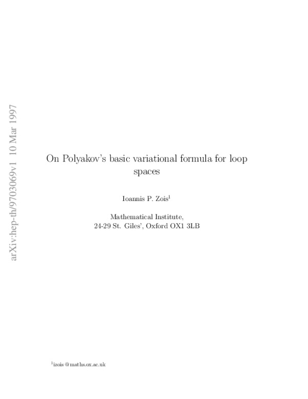 (PDF) On Polyakov's basic variational formula for loop spaces