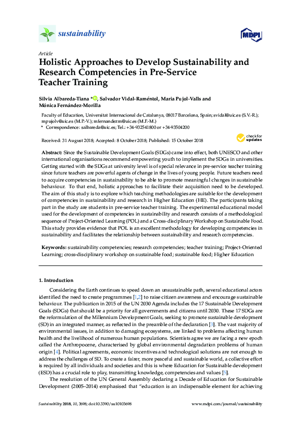 (PDF) Holistic Approaches to Develop Sustainability and Research ...