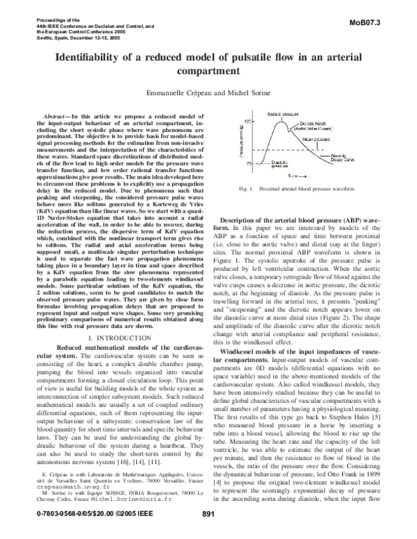 (PDF) Identifiability of a reduced model of pulsatile flow in an ...