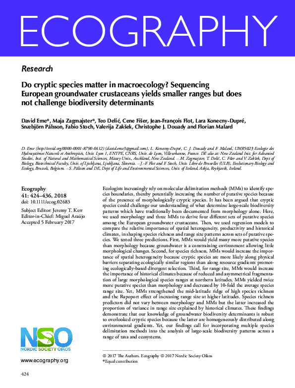 (PDF) Do cryptic species matter in macroecology? Sequencing European ...