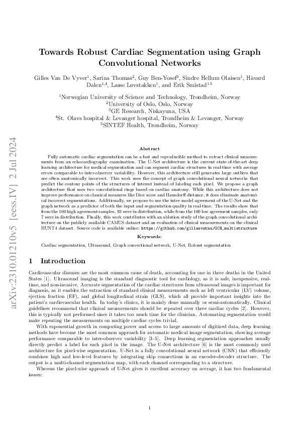 (PDF) Towards Robust Cardiac Segmentation using Graph Convolutional ...