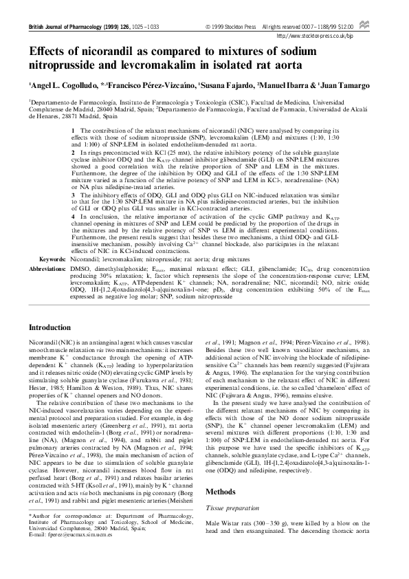 (PDF) Effects of nicorandil as compared to mixtures of sodium ...