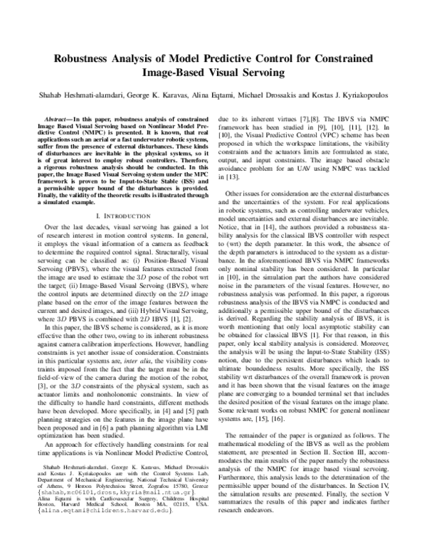 (PDF) Robustness analysis of model predictive control for constrained ...