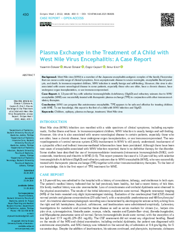 (PDF) The role of therapeutic plasma exchange in the treatment of a ...