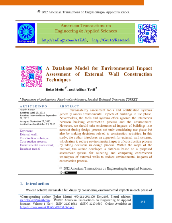 (PDF) A database model for environmental impact assessment of external ...