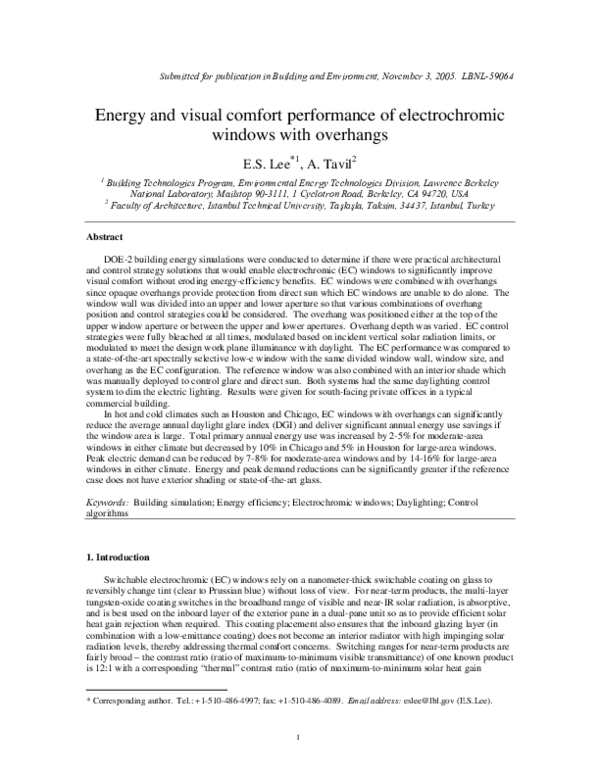 (PDF) Energy and visual comfort performance of electrochromic windows ...