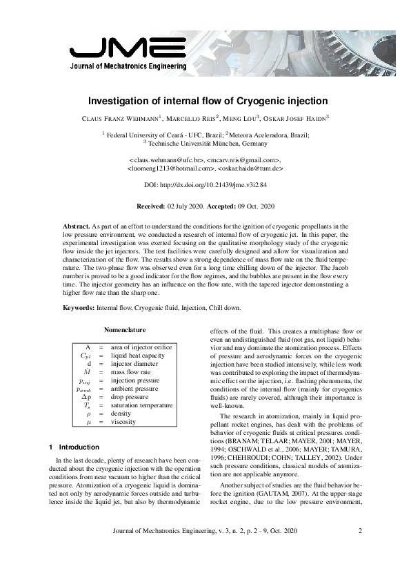 (PDF) Investigation of internal flow of Cryogenic injection
