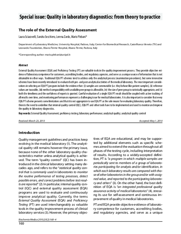 (PDF) The role of the External Quality Assessment
