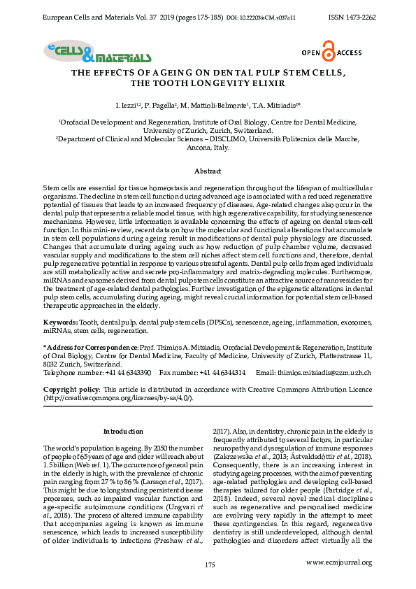 (PDF) The effects of ageing on dental pulp stem cells, the tooth ...