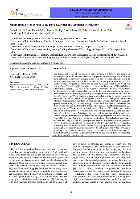 (PDF) Smart Health Monitoring Using Deep Learning and Artificial ...