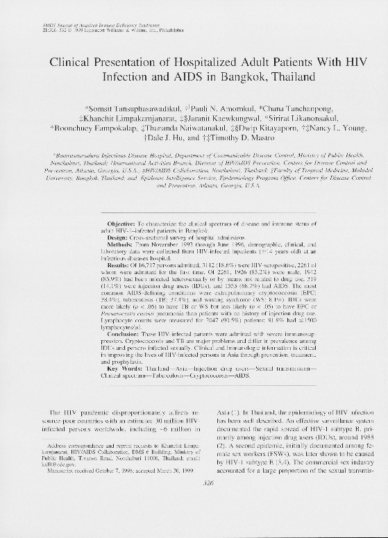 (PDF) Clinical Presentation of Hospitalized Adult Patients With HIV ...