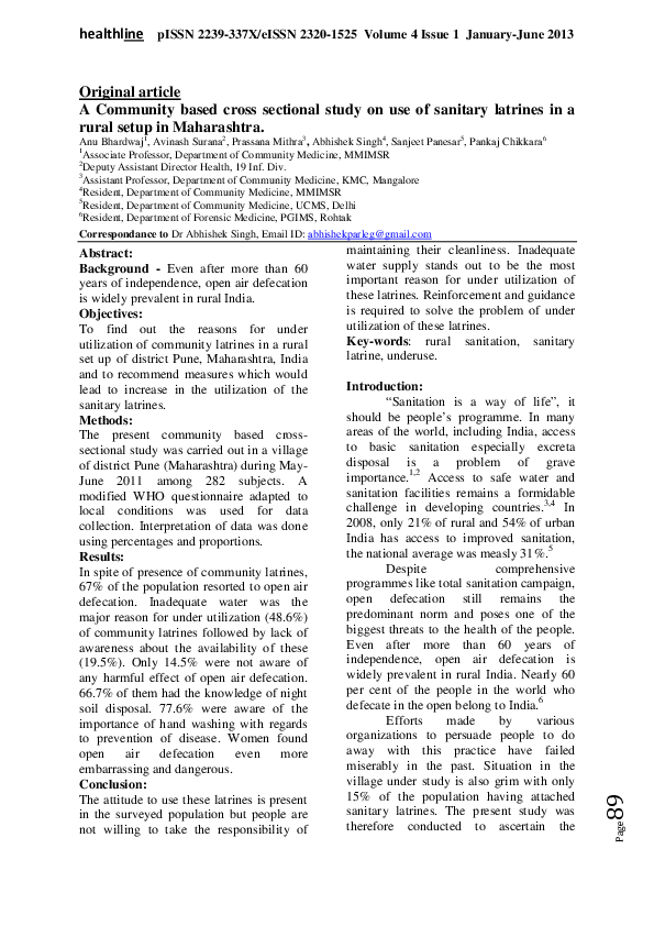 (PDF) A Community based cross sectional study on use of sanitary ...