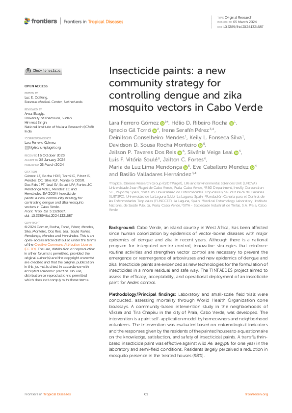 (PDF) Insecticide paints: a new community strategy for controlling ...
