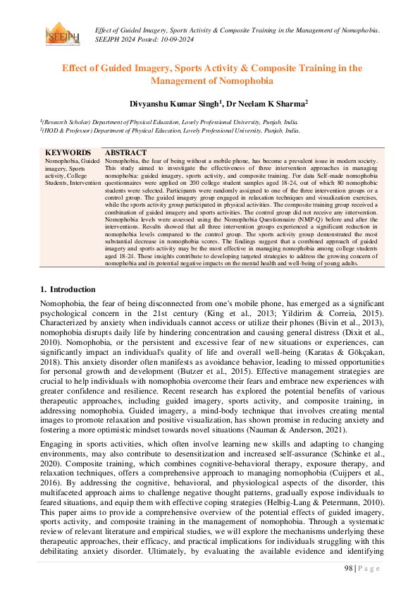 Nomophobia and Its Impact on Health and Mind-A Structured Review