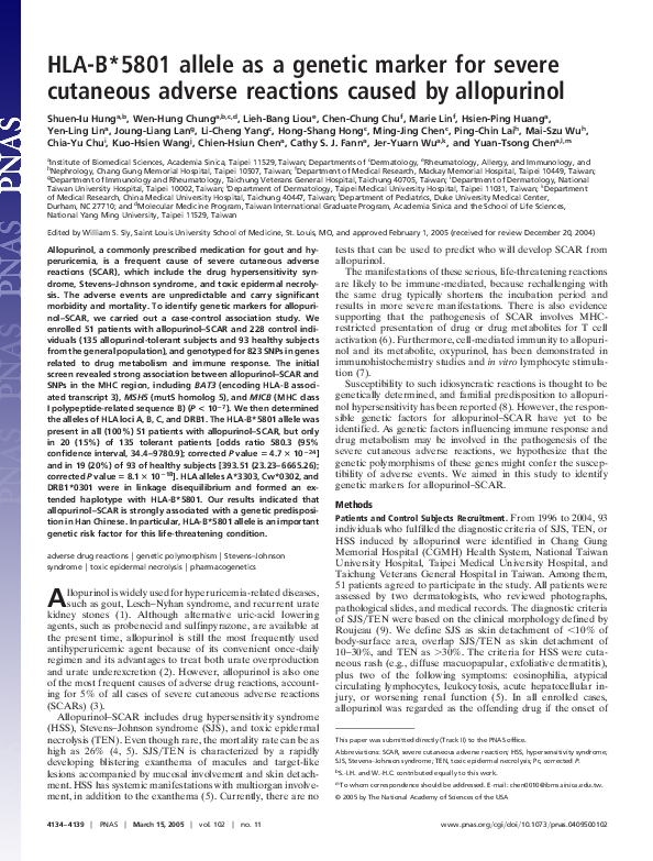 (PDF) Faculty of 1000 evaluation for HLA-B*5801 allele as a genetic ...