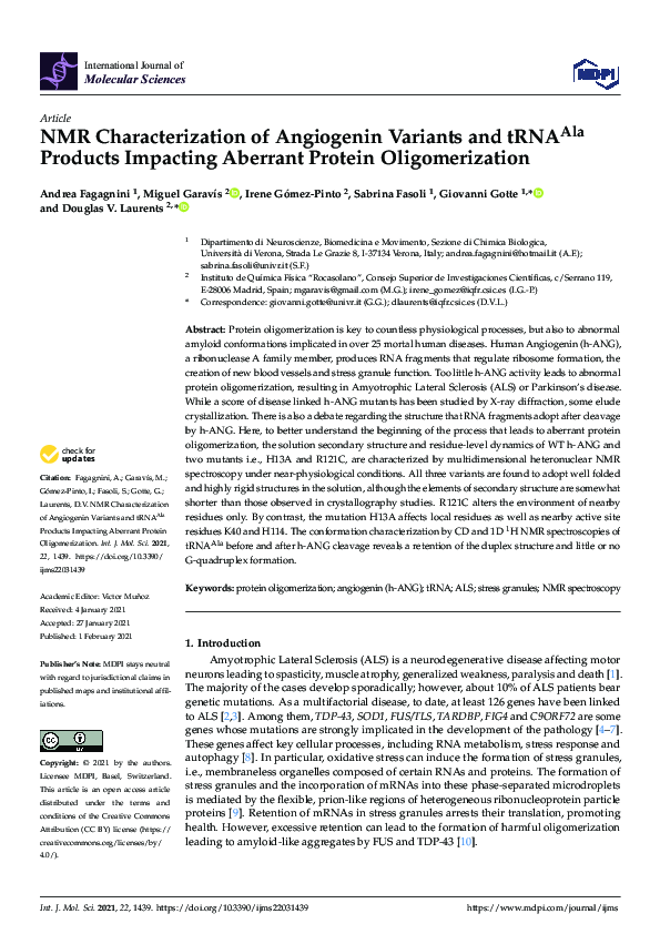 (PDF) NMR Characterization of Angiogenin Variants and tRNAAla Products ...