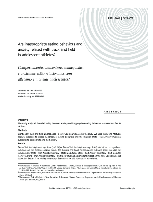 (PDF) Are inappropriate eating behaviors and anxiety related with track ...