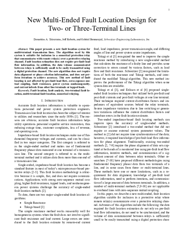 (PDF) New multi-ended fault location design for two- or three-terminal ...