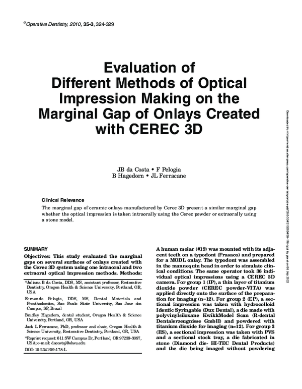 (PDF) Evaluation of Different Methods of Optical Impression Making on ...