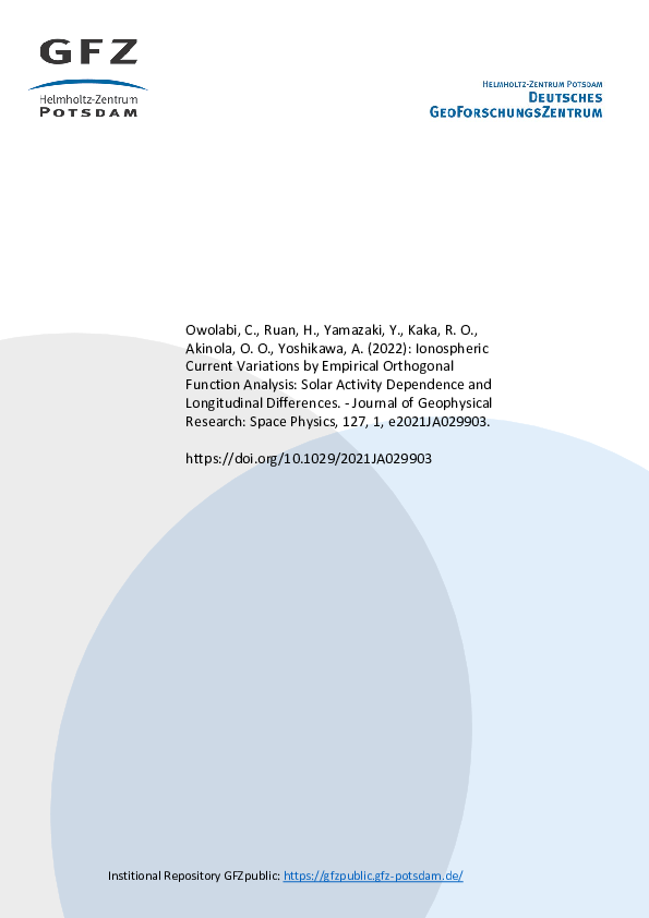 (PDF) Ionospheric Current Variations by Empirical Orthogonal Function ...
