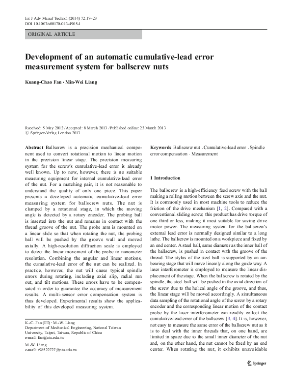 (PDF) Development of an automatic cumulative-lead error measurement ...