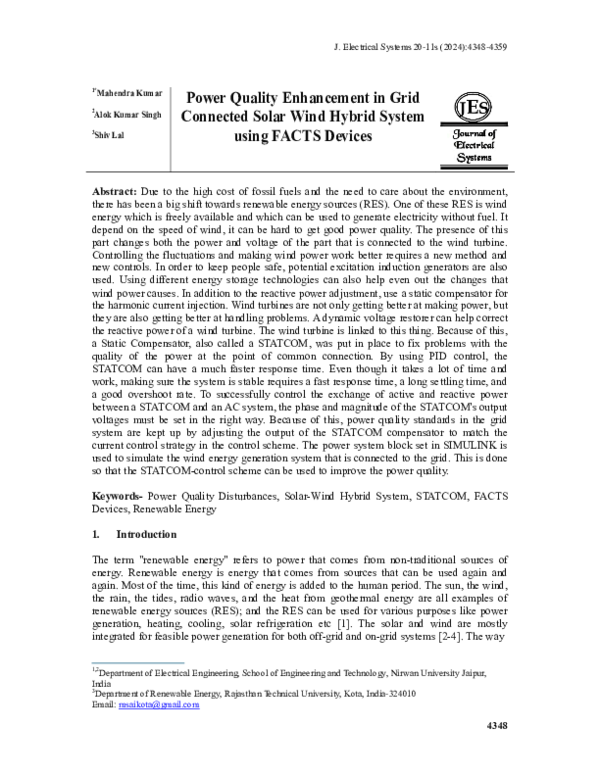 (PDF) Power Quality Enhancement in Grid Connected Solar Wind Hybrid ...